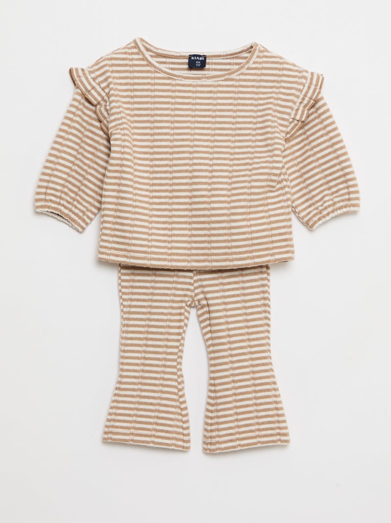 Tweekleurig setje - Sweater + legging Bruin - Kiabi