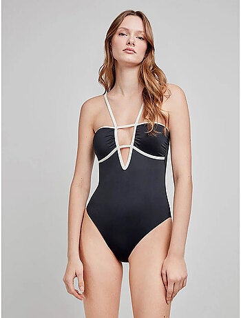 Tweekleurige bandeau badpak