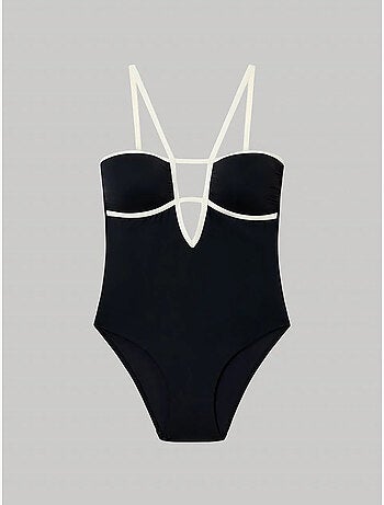 Tweekleurige bandeau badpak