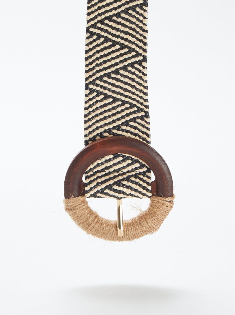 Tweekleurige ceintuur met gevlochten effect ZWART - Kiabi