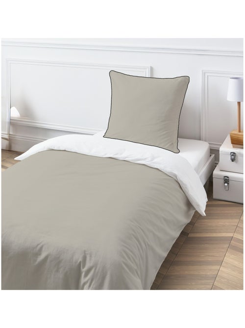 Tweekleurige eenpersoons beddengoedset - Kiabi Tweekleurige eenpersoons beddengoedset - Kiabi