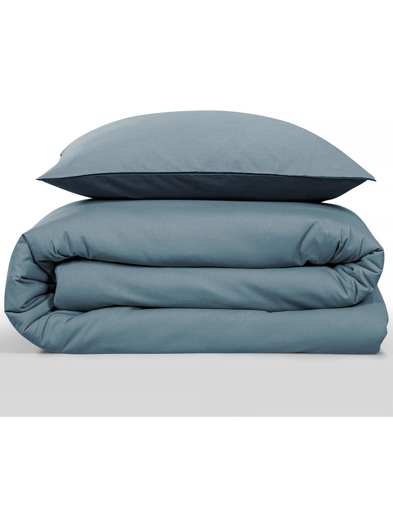 Tweekleurige eenpersoons beddengoedset Blauw - Kiabi