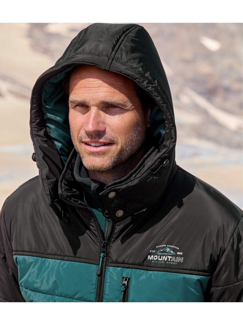 Tweekleurige, gewatteerde jas met capuchon Adventure - ATLAS FOR MEN Groen - Kiabi