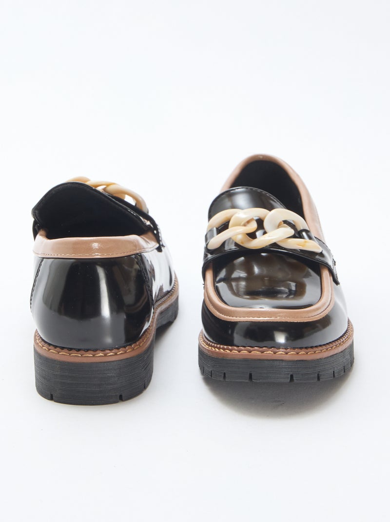 Tweekleurige glanzende loafers Zwart - Kiabi