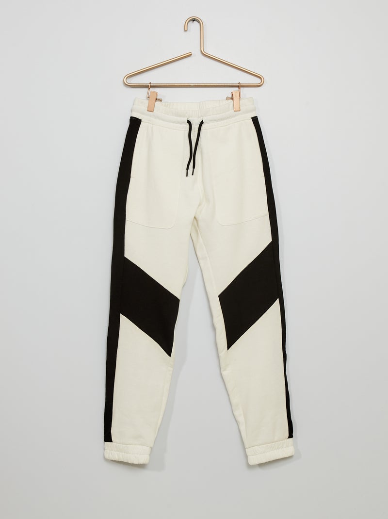 Tweekleurige joggingbroek WIT - Kiabi