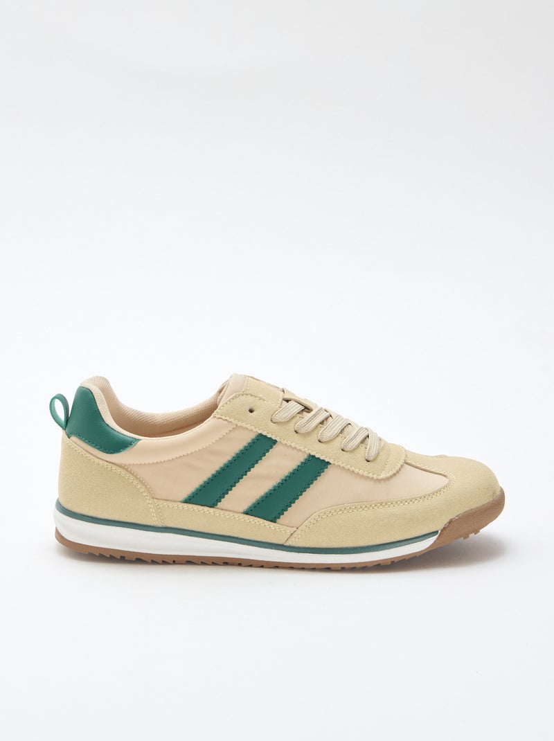 Tweekleurige lage sneakers Biege - Kiabi