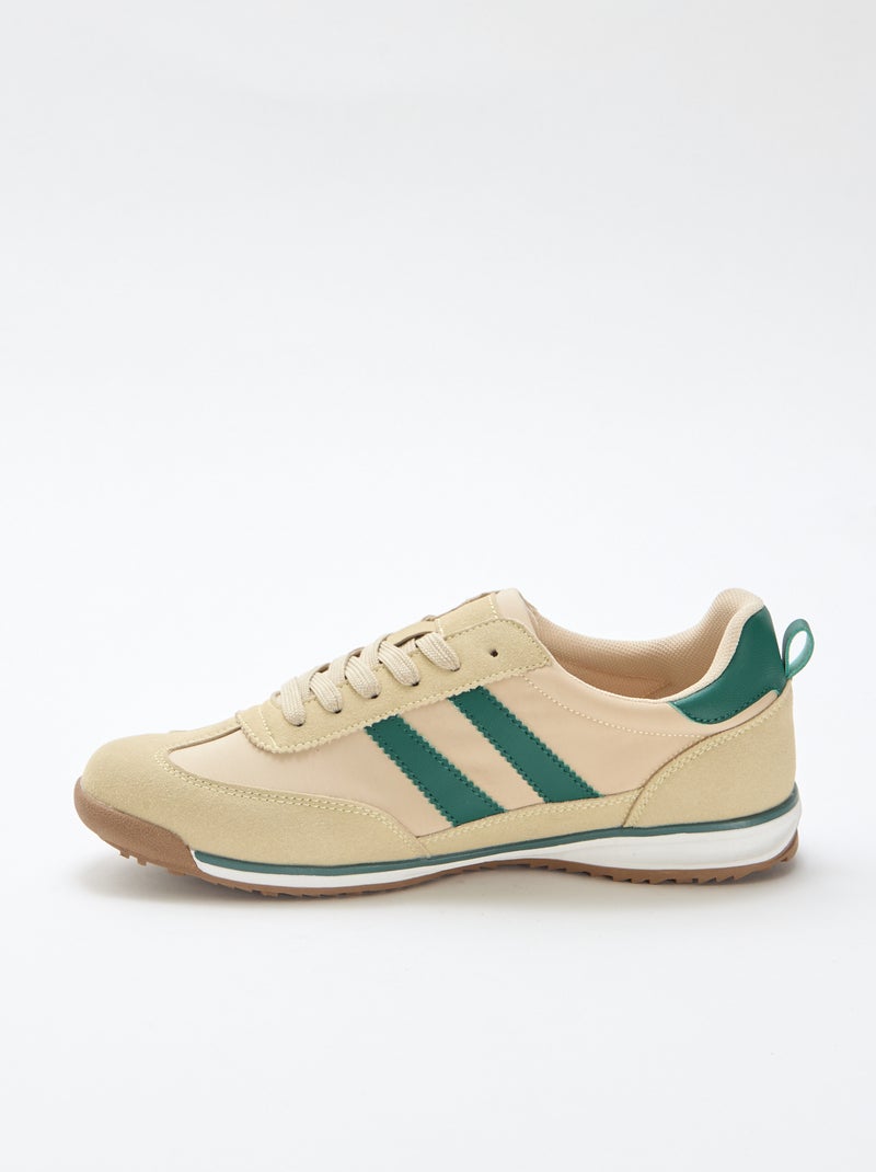 Tweekleurige lage sneakers Biege - Kiabi