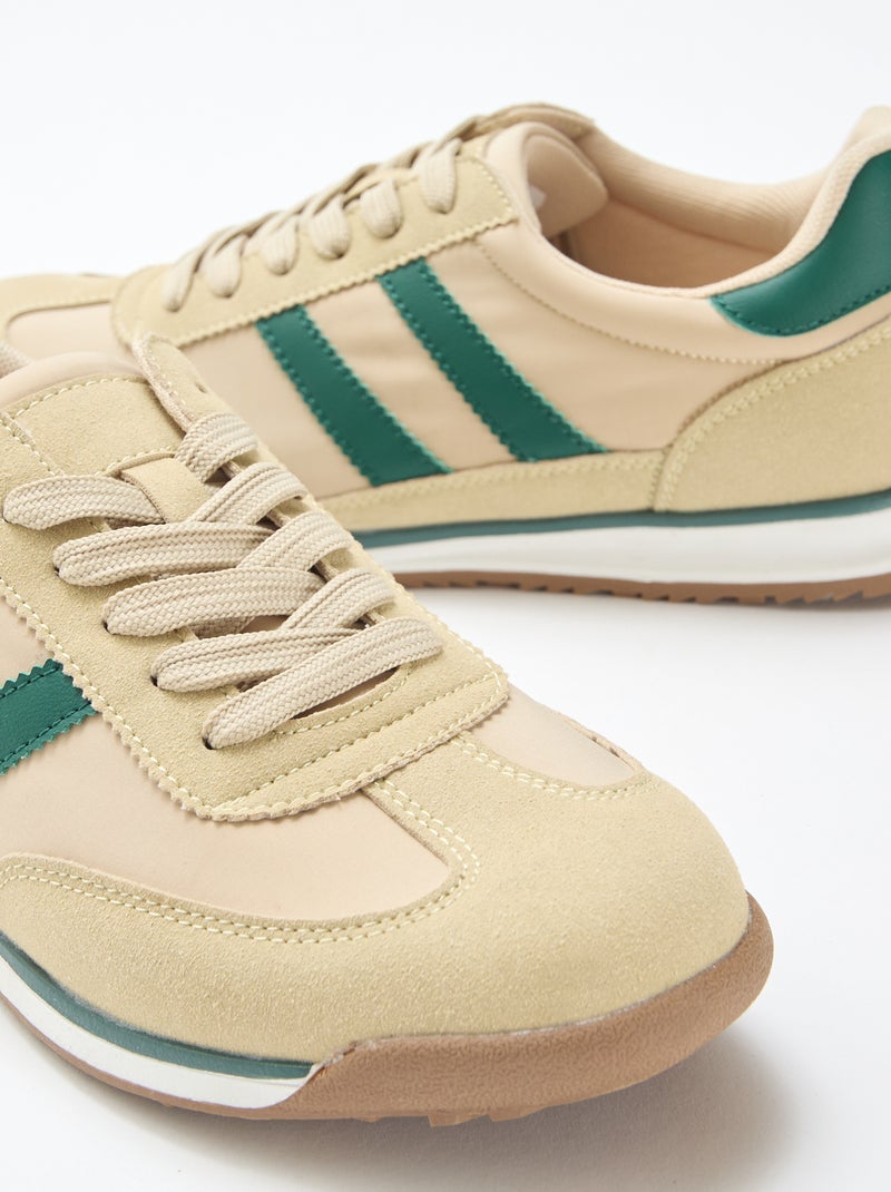 Tweekleurige lage sneakers Biege - Kiabi