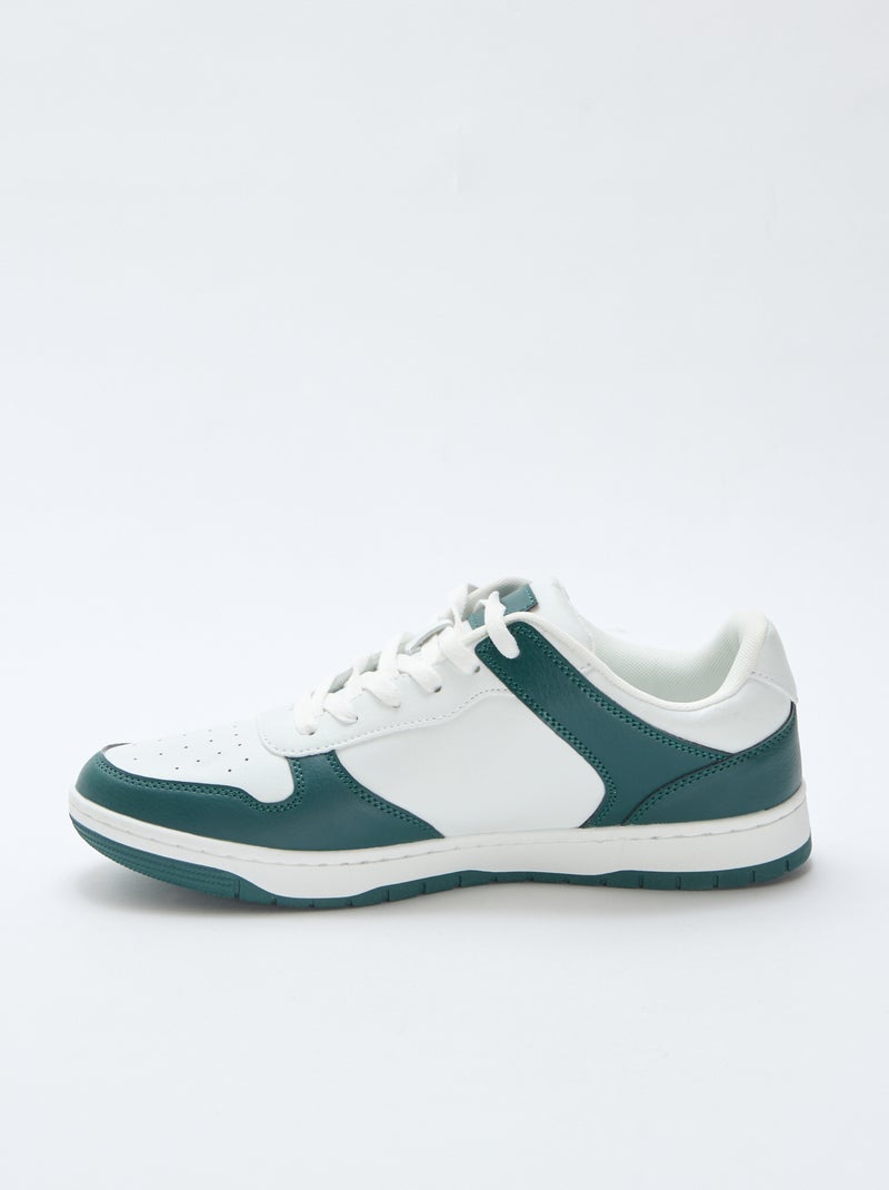 Tweekleurige lage sneakers Groen - Kiabi