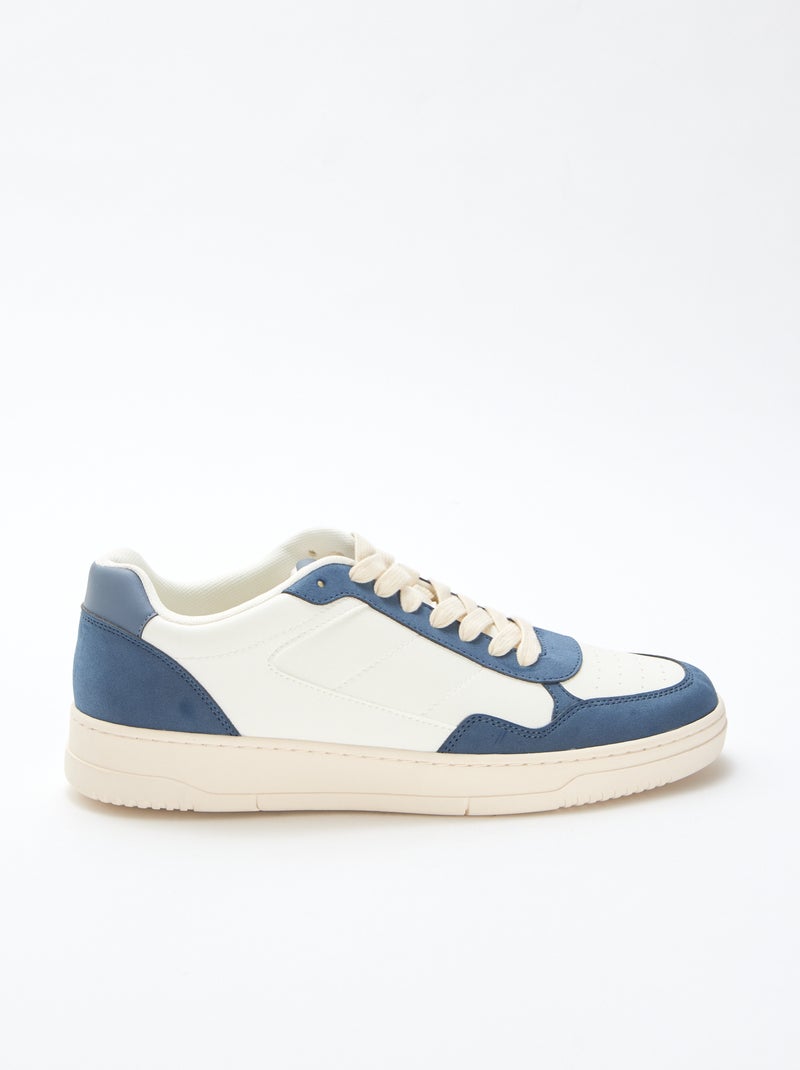 Tweekleurige lage sneakers met uitsnijding Blauw - Kiabi