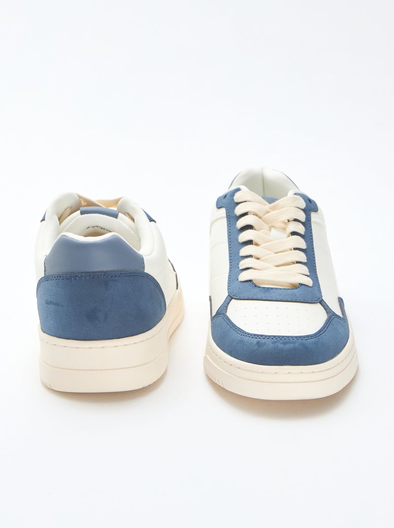 Tweekleurige lage sneakers met uitsnijding Blauw - Kiabi