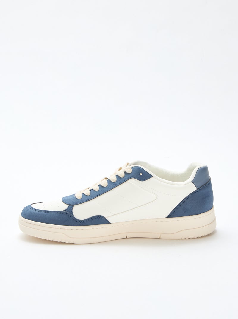 Tweekleurige lage sneakers met uitsnijding Blauw - Kiabi