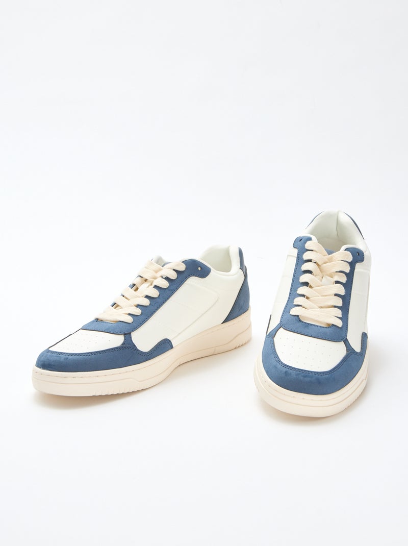 Tweekleurige lage sneakers met uitsnijding Blauw - Kiabi