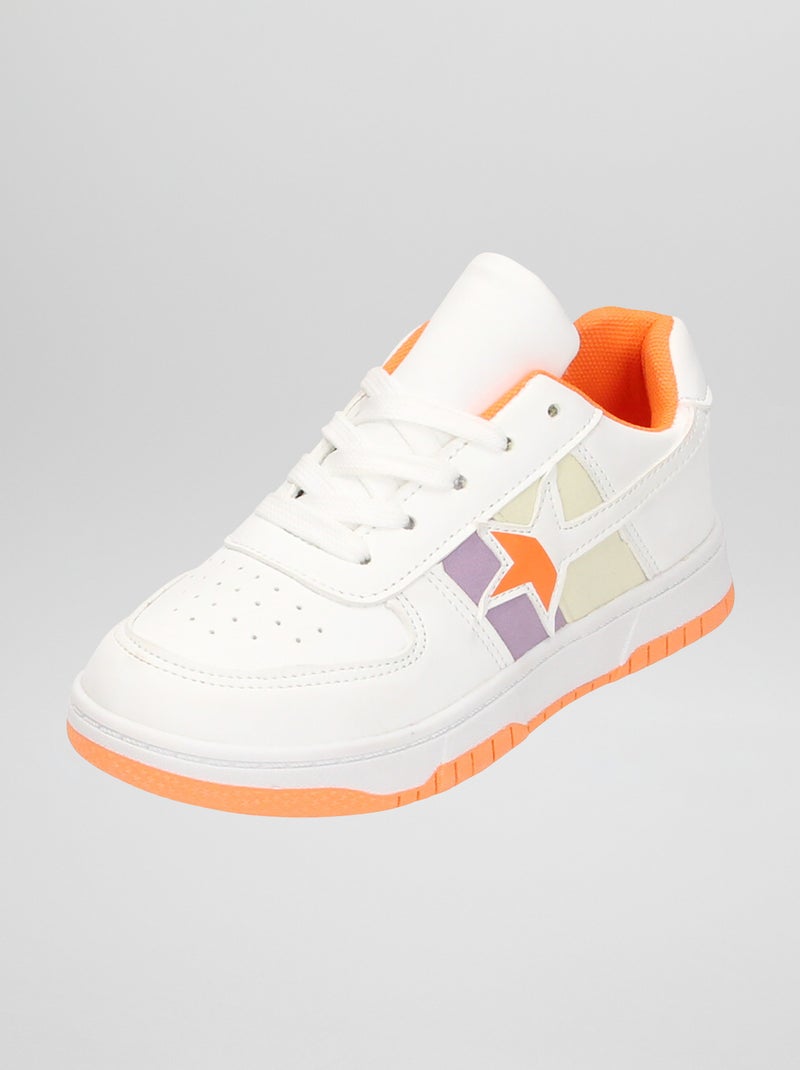 Tweekleurige, lage sneakers ORANJE - Kiabi