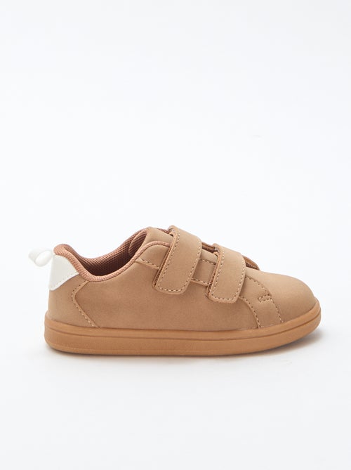 Tweekleurige lage sneakers van suèdine met klittenband - Kiabi