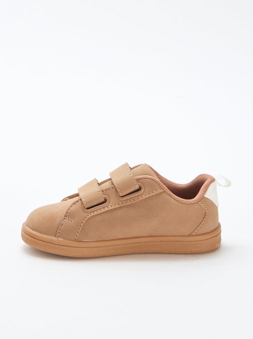 Tweekleurige lage sneakers van suèdine met klittenband - Kiabi
