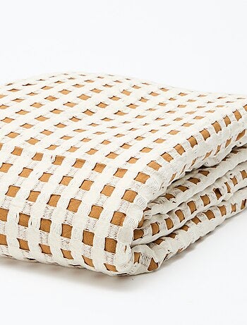 Tweekleurige plaid met gewafeld design (180 x 200 cm)