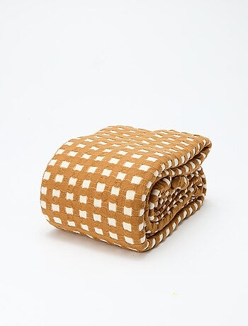 Tweekleurige plaid met gewafeld design (180 x 200 cm)