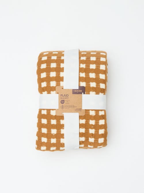 Tweekleurige plaid met gewafeld design (180 x 200 cm) - Kiabi