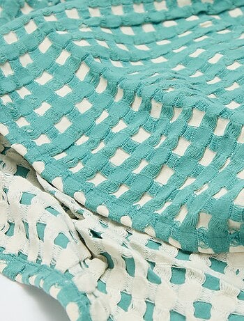 Tweekleurige plaid met gewafeld design (180 x 200 cm)
