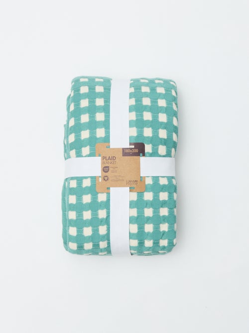 Tweekleurige plaid met gewafeld design (180 x 200 cm) - Kiabi