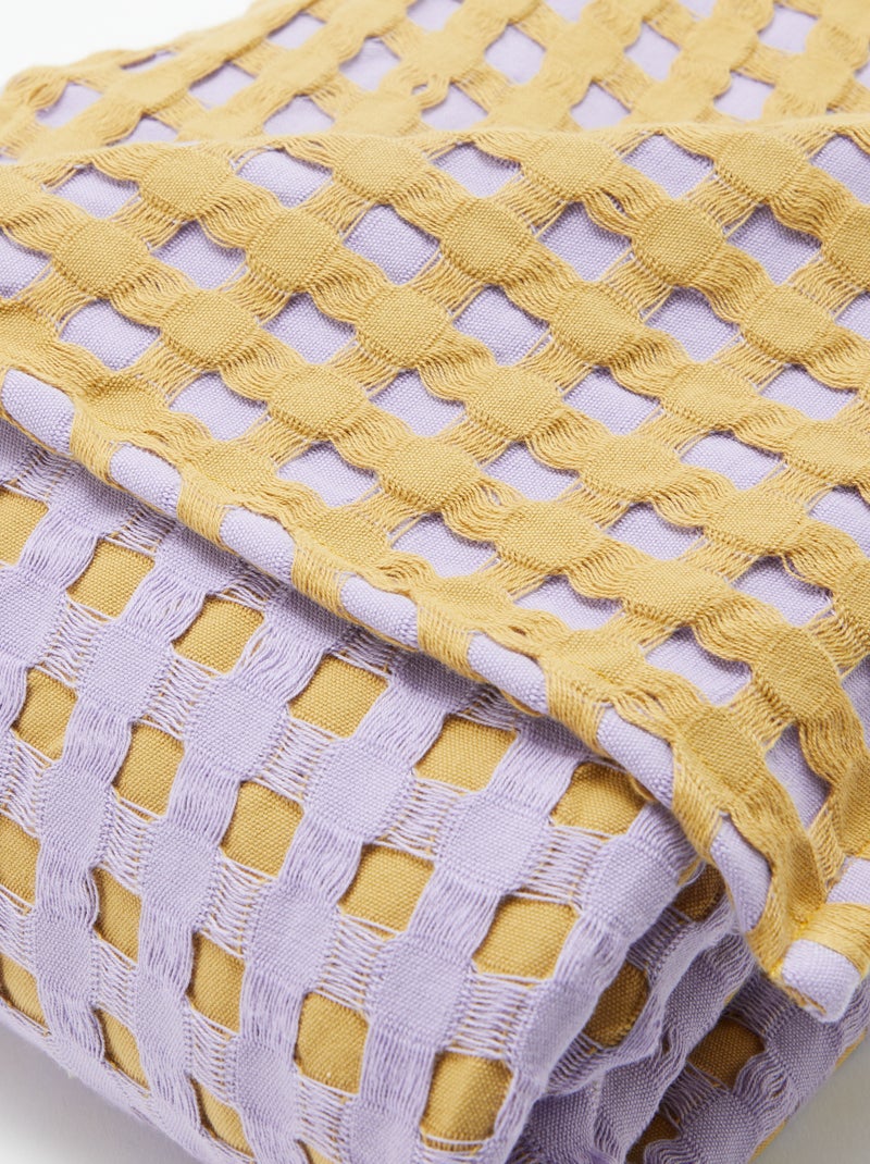 Tweekleurige plaid met gewafeld design (180 x 200 cm) PAARS - Kiabi