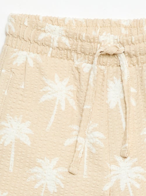 Tweekleurige short met elastische taille van katoen - Kiabi