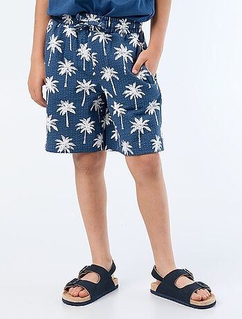 Tweekleurige short met elastische taille van katoen