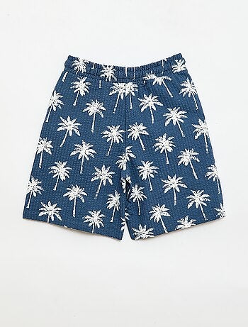 Tweekleurige short met elastische taille van katoen