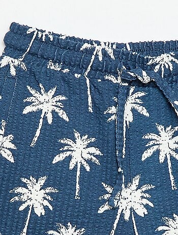 Tweekleurige short met elastische taille van katoen