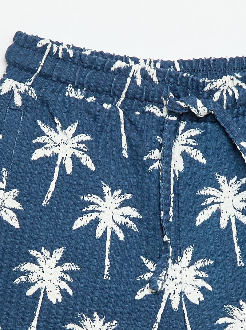 Tweekleurige short met elastische taille van katoen Blauw - Kiabi