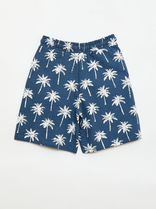 Tweekleurige short met elastische taille van katoen - Kiabi