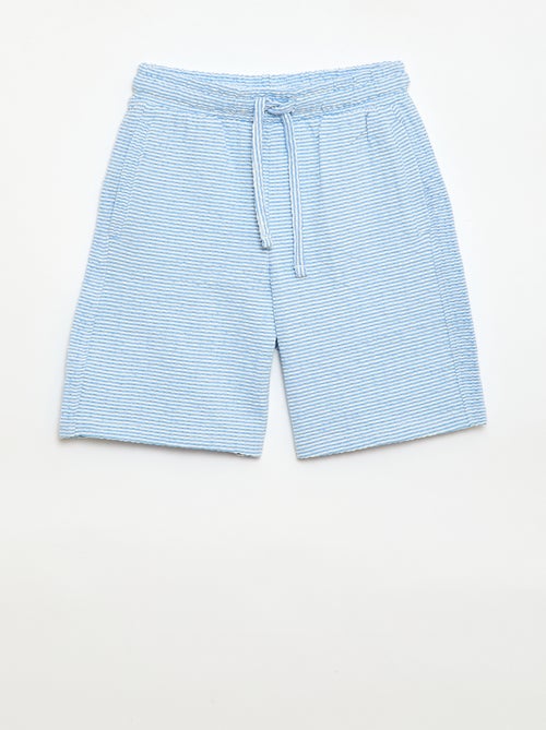 Tweekleurige short met elastische taille van katoen - Kiabi