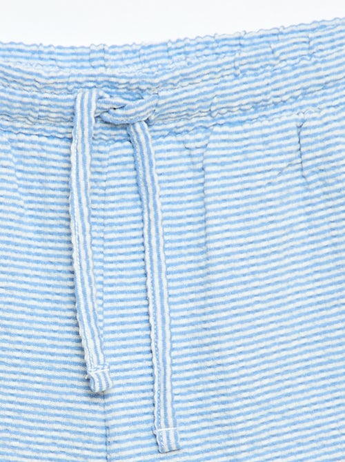 Tweekleurige short met elastische taille van katoen - Kiabi