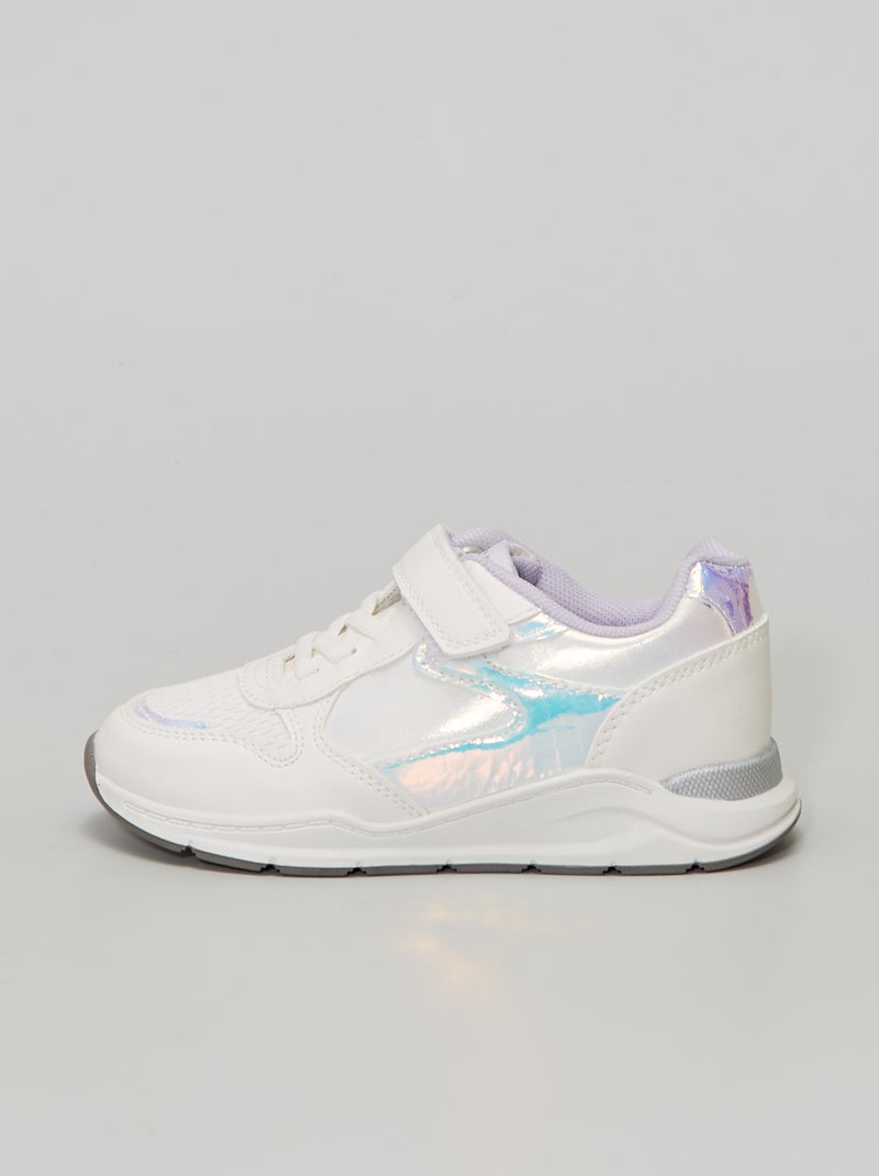 Tweekleurige sneakers met hologrameffect WIT - Kiabi