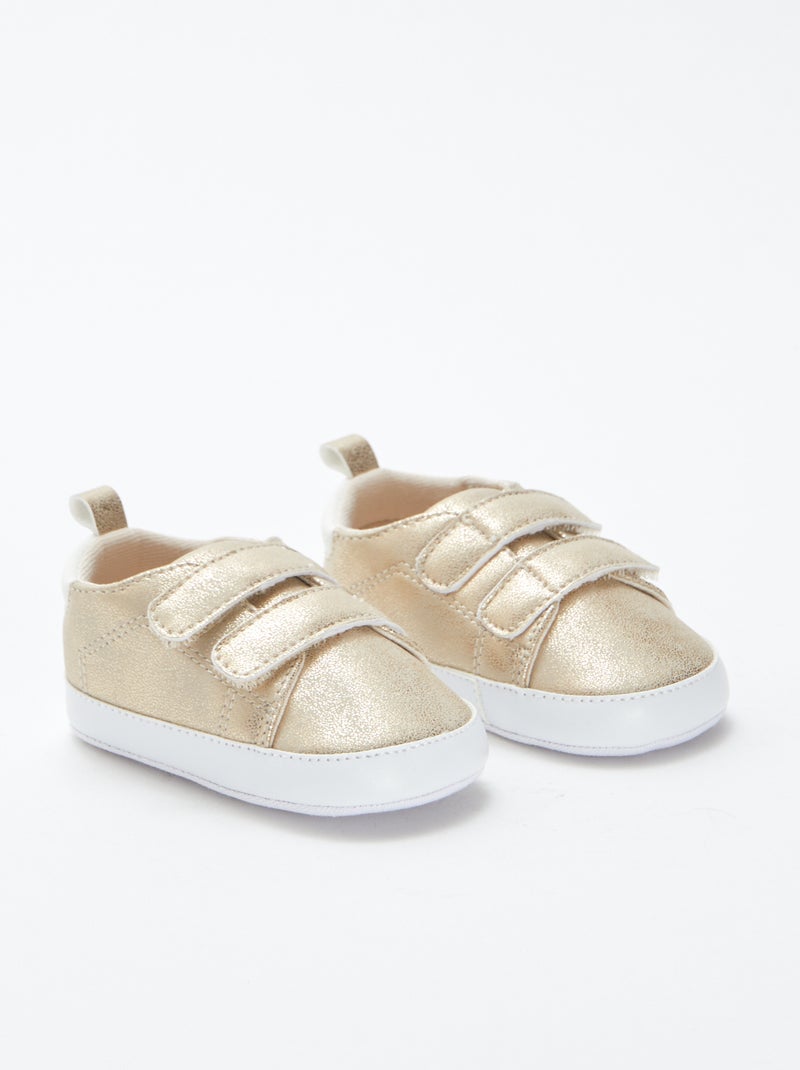 Tweekleurige sneakers met klittenband Geel - Kiabi