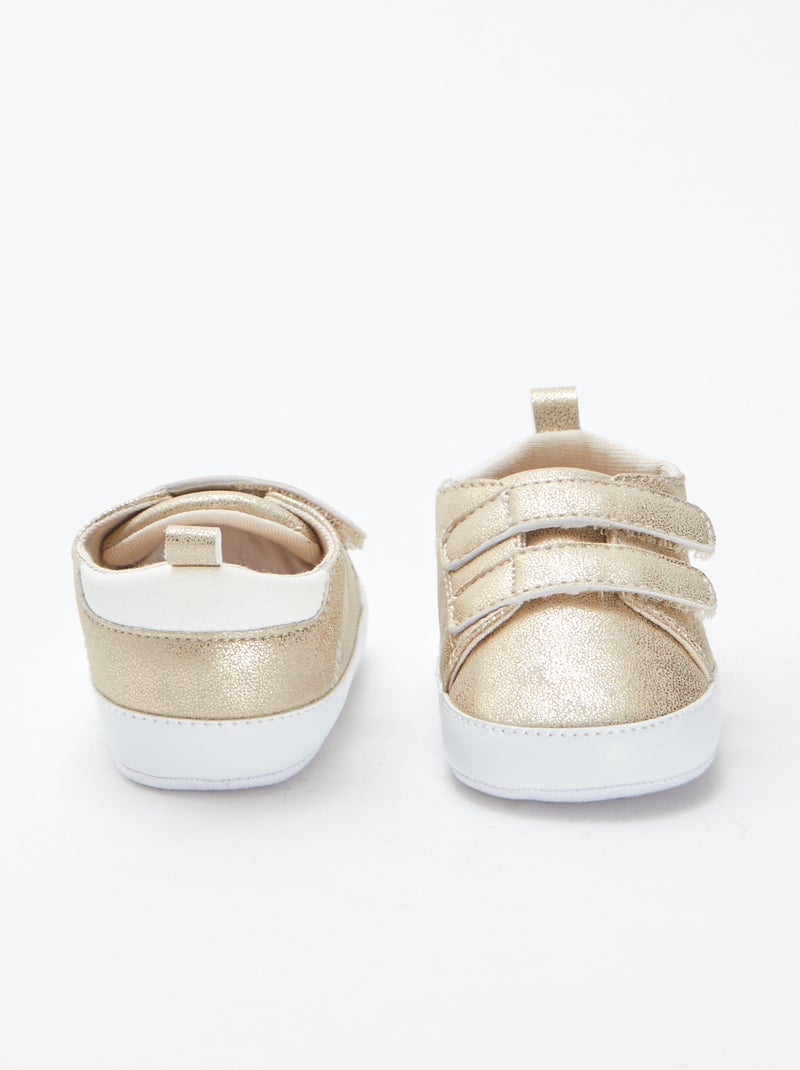 Tweekleurige sneakers met klittenband Geel - Kiabi