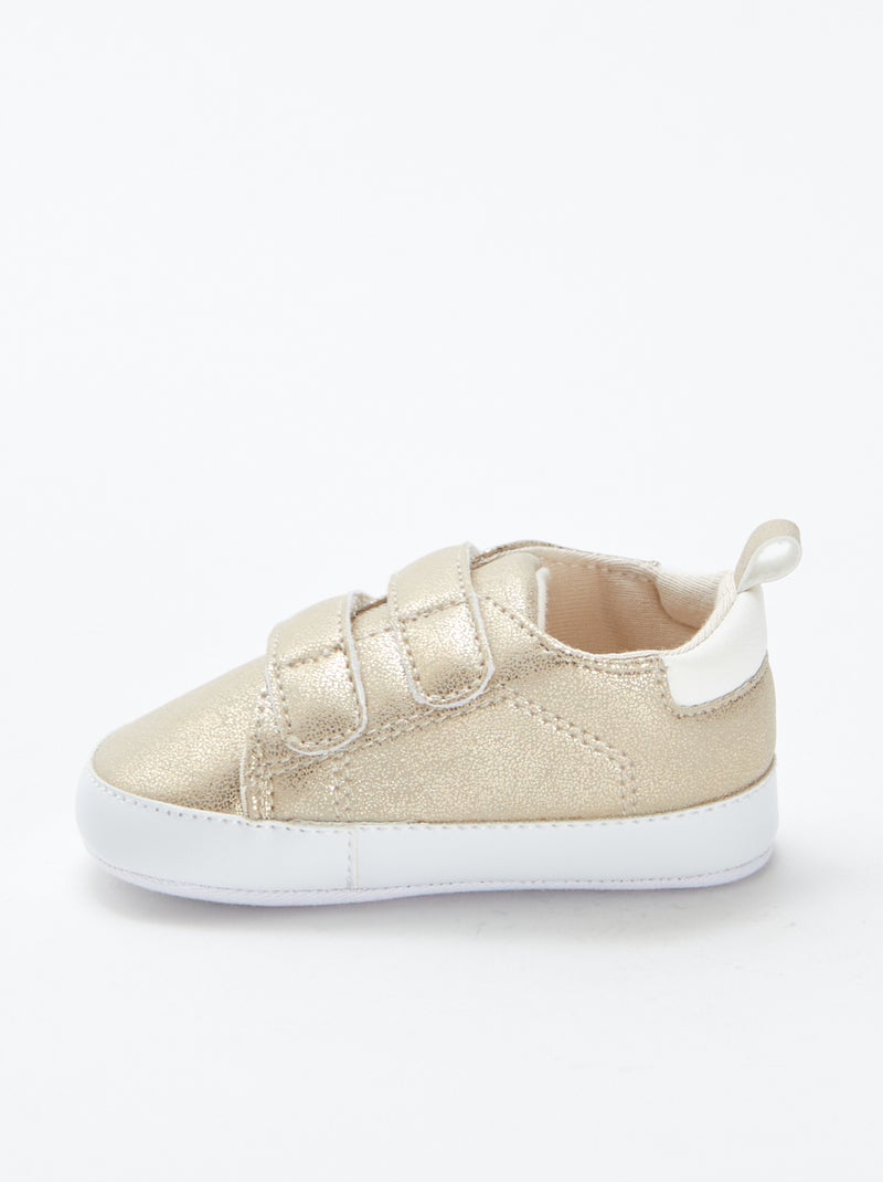 Tweekleurige sneakers met klittenband Geel - Kiabi