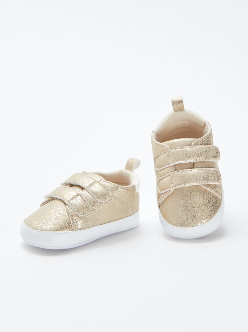 Tweekleurige sneakers met klittenband Geel - Kiabi