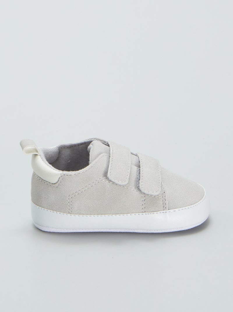 Tweekleurige sneakers met klittenband GRIJS - Kiabi