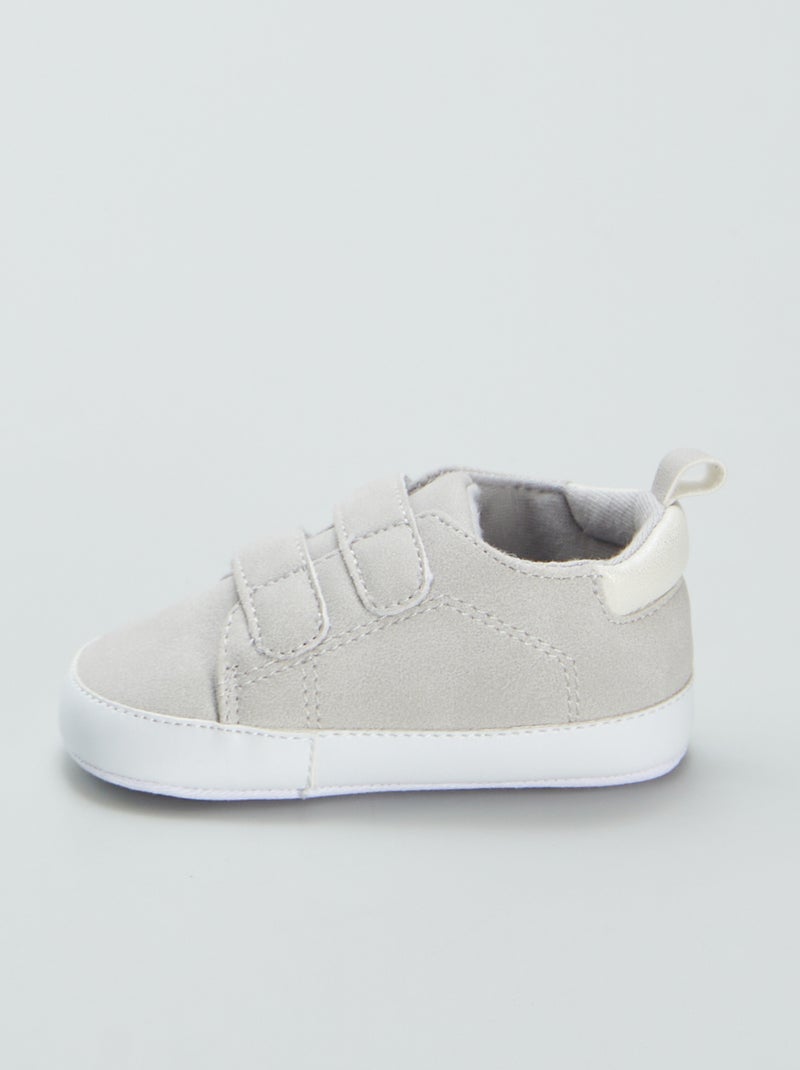 Tweekleurige sneakers met klittenband GRIJS - Kiabi