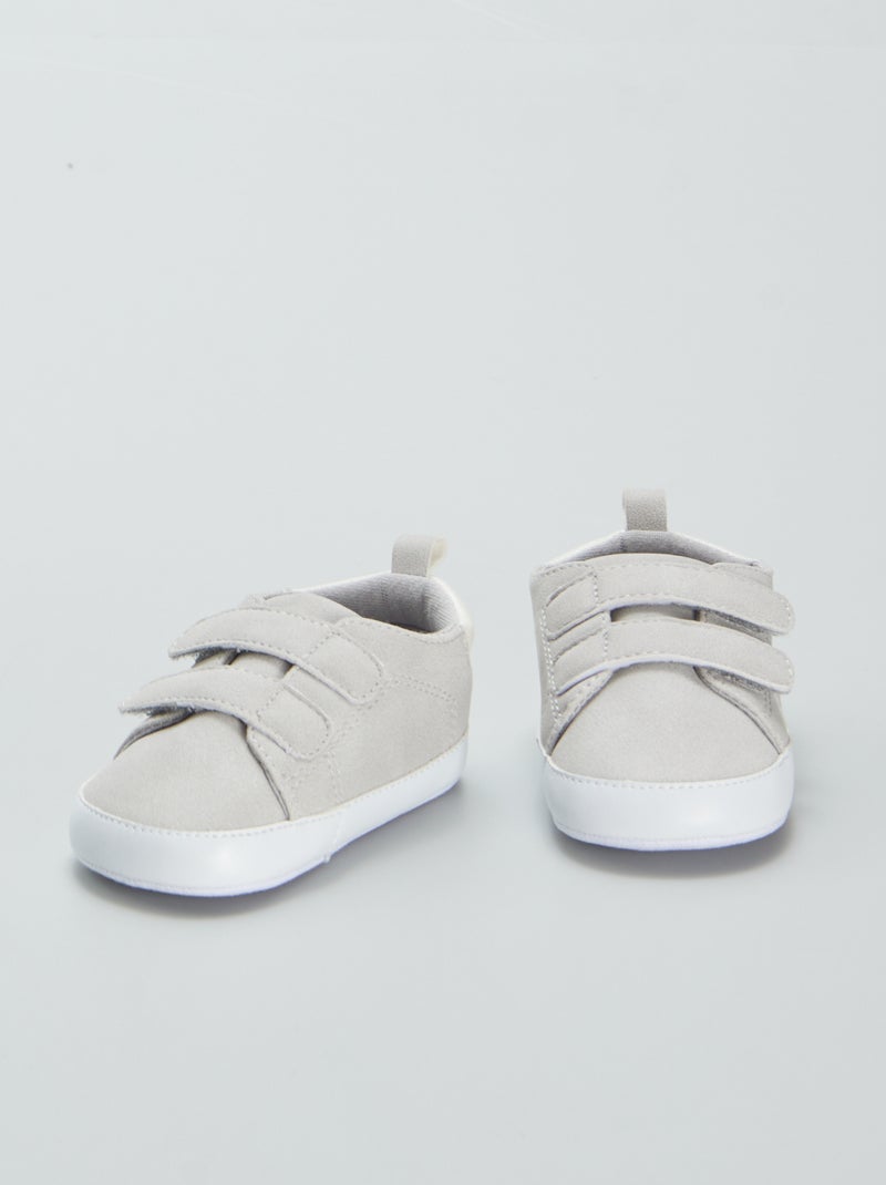 Tweekleurige sneakers met klittenband GRIJS - Kiabi