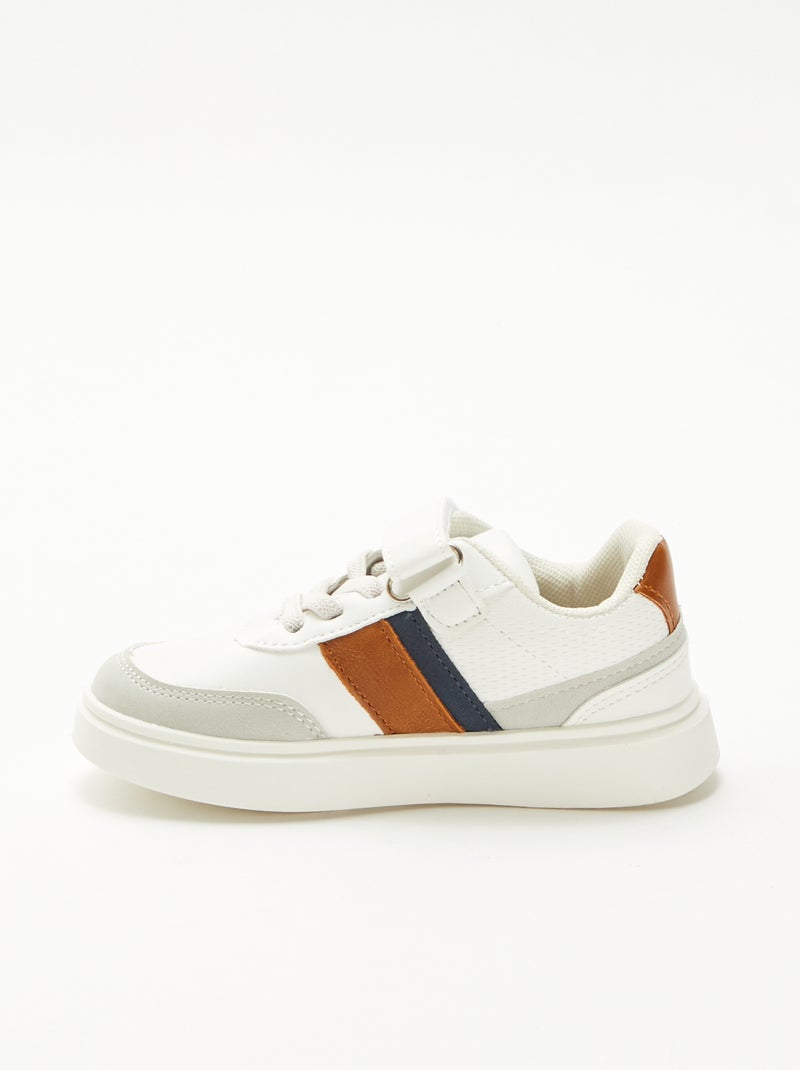 Tweekleurige sneakers met klittenband Wit - Kiabi