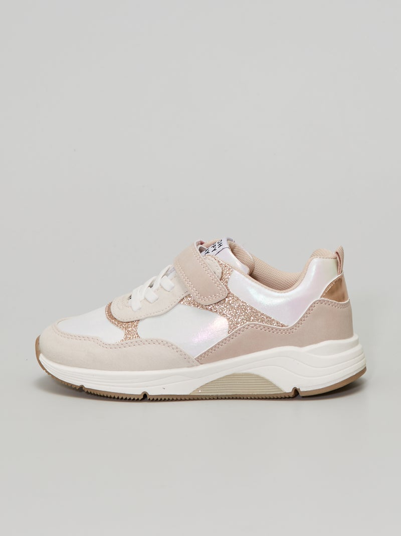 Tweekleurige sneakers met pailletten WIT - Kiabi
