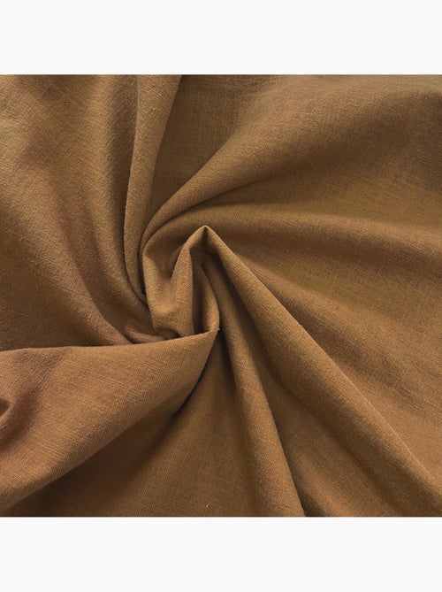 Tweepersoons dekbedovertrekset effen met linnenlook gevlamd katoen camel – Future Home - Kiabi