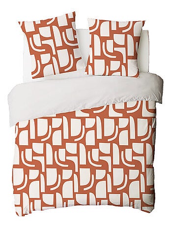 Tweepersoons dekbedovertrekset geometrisch omkeerbaar rood – Future Home