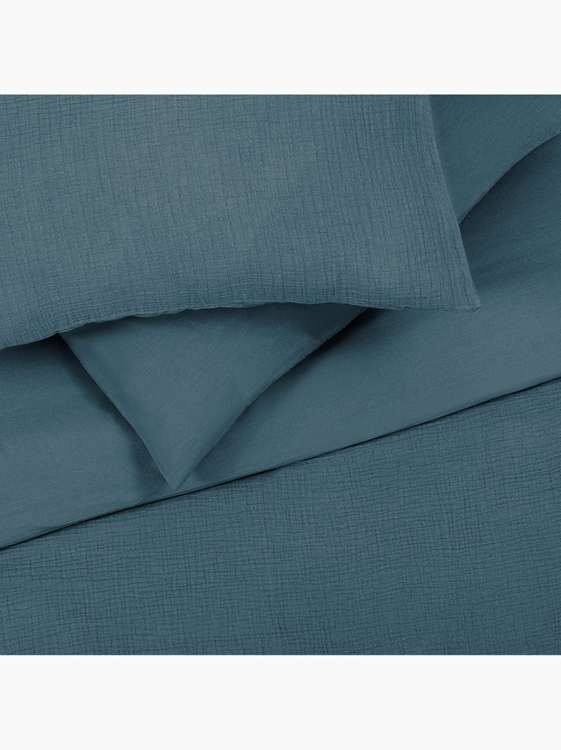 Tweepersoons dekbedovertrekset katoengaas paars blauw – Future Home Blauw - Kiabi
