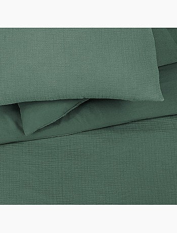 Tweepersoons dekbedovertrekset katoengaas paars groen – Future Home