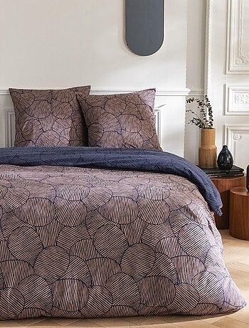Tweepersoons dekbedovertrekset 'NINON' 100% katoen omkeerbaar met bloemen meerkleurig – Future Home