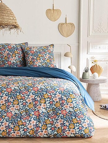 Tweepersoons dekbedovertrekset omkeerbaar katoen met bloemen 240 x 220 cm meerkleurig – Future Home